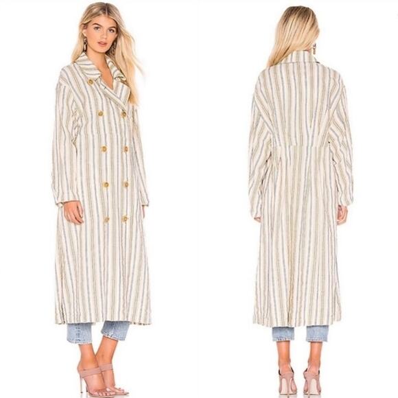 Free People Sweet Melody Stripe Size XS Trench Coat - Picture 13 of 13